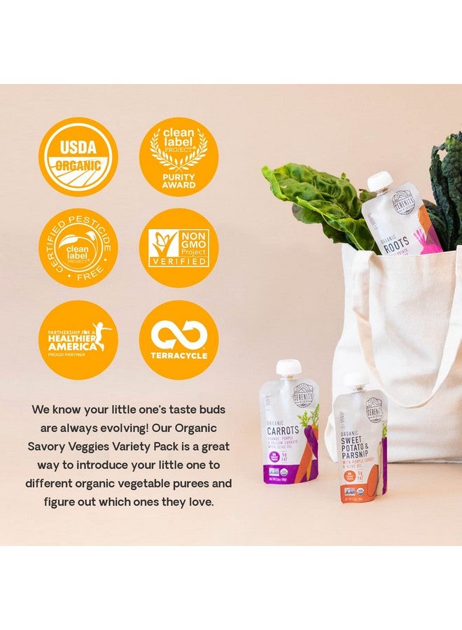 Serenity Kids 6+ Months Certified Organic Baby Food Pouches Veggie Puree - No Sugary Fruits/Added Sugar - Allergen Free - 3.5 Ounce BPA-Free Bag - Variety Pack - Baby Food Veggies Puree - 8 Count - Image 5