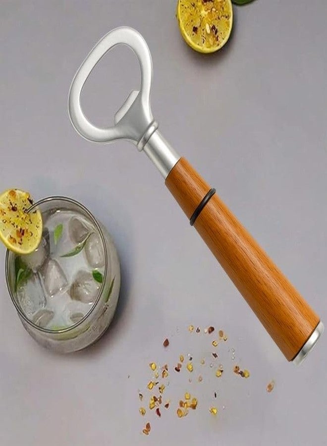 Prostuff.in® Stainless Steel Bottle Opener Wooden Handle, Portable Durable Natural Wood Bottle Opener for Home, Kitchen, Bar, 1pcs (Random Colour) - Image 3