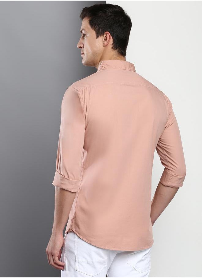 Dennis Lingo Men's Slim Fit Shell Pink Casual Cotton Spread Shirt  - Image 3