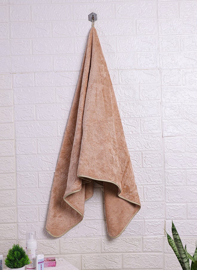 Fezora Soft Lightweight Beige Solid Microfiber 500GSM Super Soft Adult Regular Bath Towel - Image 2