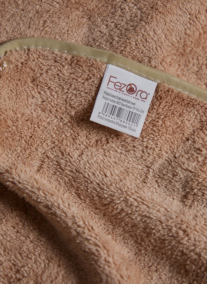 Fezora Soft Lightweight Beige Solid Microfiber 500GSM Super Soft Adult Regular Bath Towel - Image 4