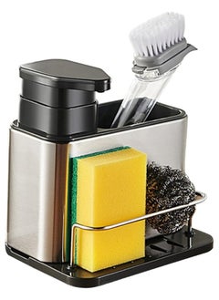 Happy Home 3 in 1 Kitchen Sink Organizer Sponge Holder, Stainless Steel Organizer with Soap Dispenser and Storage for Kitchens or Bathrooms  - Image 1