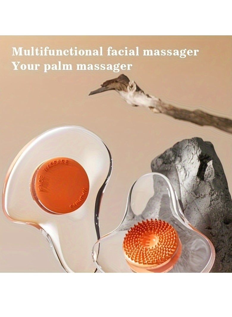 Generic 1Pc Natural 2 In 1 Crystal Gua Sha Board Facial Cleansing Brush Gua Sha Massage Tool for Body Skin Facial, Crystal Scraping Board for SPA Acupuncture Therapy Trigger Point Treatment  - Image 5