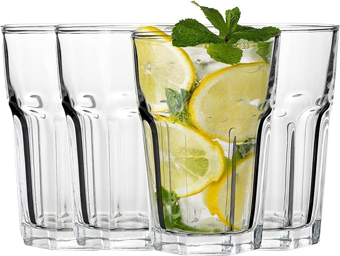 WRINGO 300 ML Water Glasses Transparent Long Glass Lead-Free Crystal Tumblers for Water, Juice, Beer, Cocktail and Mixed Drinks Glass Set of (6) for Kitchen,Party, Gift Use (WR-05) - Image 1
