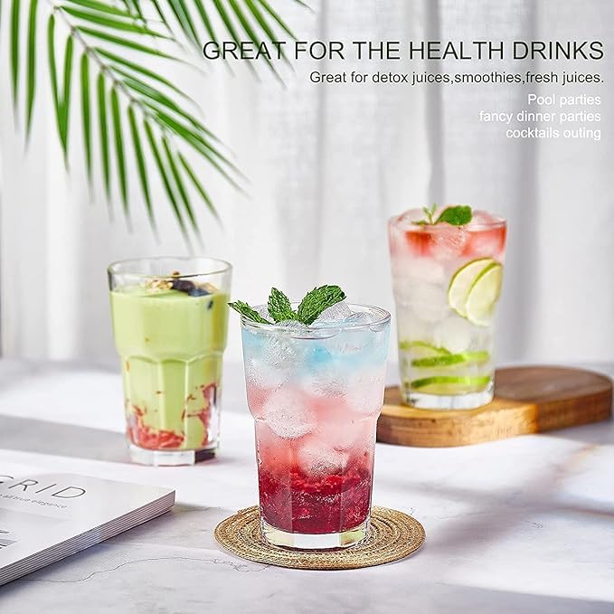 WRINGO 300 ML Water Glasses Transparent Long Glass Lead-Free Crystal Tumblers for Water, Juice, Beer, Cocktail and Mixed Drinks Glass Set of (6) for Kitchen,Party, Gift Use (WR-05) - Image 4