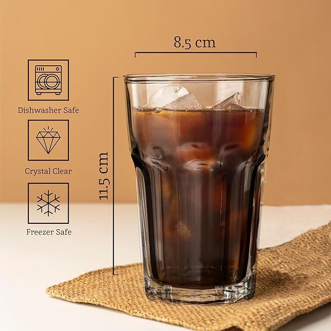WRINGO 300 ML Water Glasses Transparent Long Glass Lead-Free Crystal Tumblers for Water, Juice, Beer, Cocktail and Mixed Drinks Glass Set of (6) for Kitchen,Party, Gift Use (WR-05) - Image 3