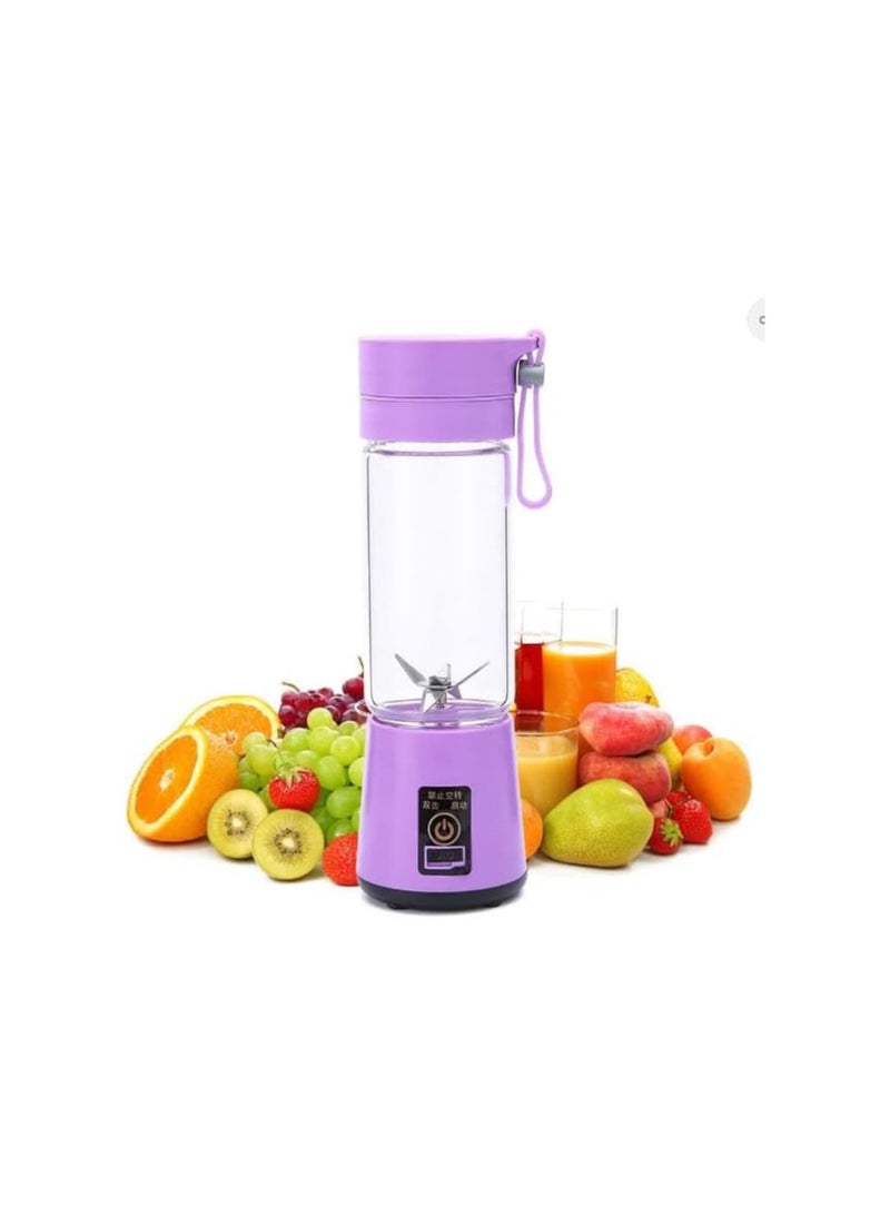 Rechargeable Juicer Cup, Portable Blender 400ml Fruit Mixing Machine with Six Blades & USB Charger Cable,Purple  - Image 1