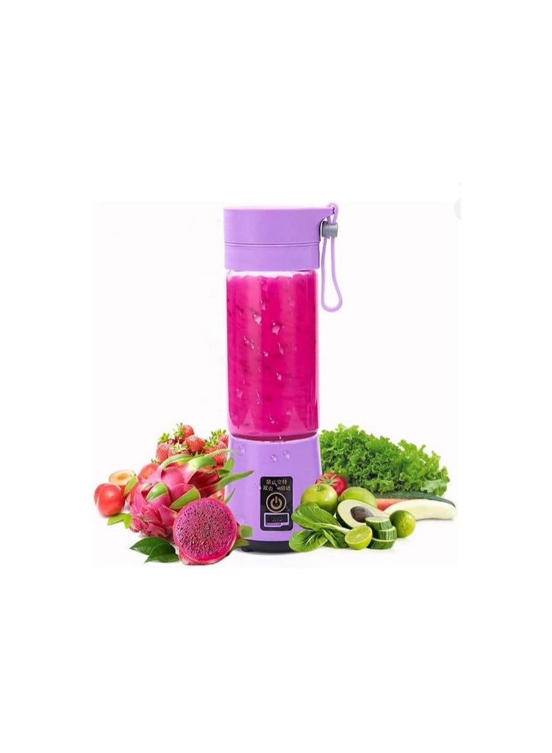 Rechargeable Juicer Cup, Portable Blender 400ml Fruit Mixing Machine with Six Blades & USB Charger Cable,Purple  - Image 2