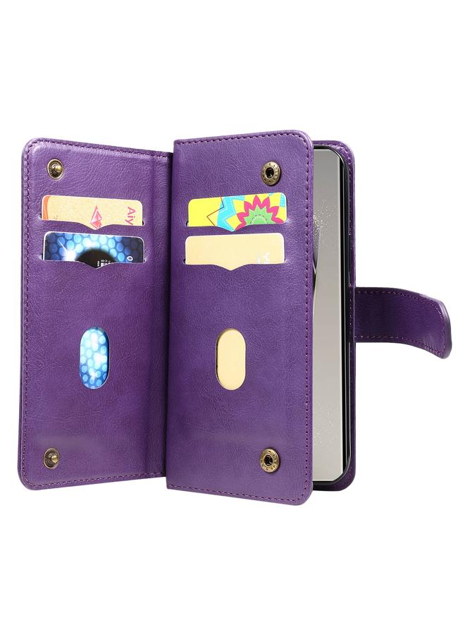 اس-توب جراب لهاتف Samsung Galaxy S25 Ultra 5G متعدد الوظائف مع محفظة و10 فتحات للبطاقات، جراب هاتف جلدي - Image 5