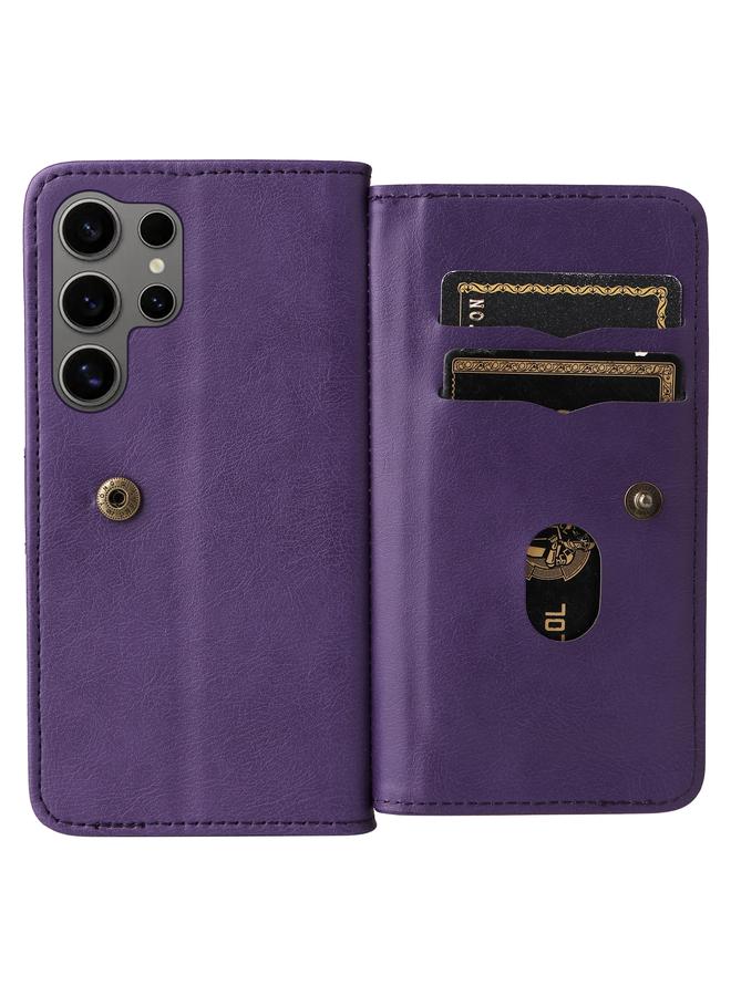 اس-توب جراب لهاتف Samsung Galaxy S25 Ultra 5G متعدد الوظائف مع محفظة و10 فتحات للبطاقات، جراب هاتف جلدي - Image 4