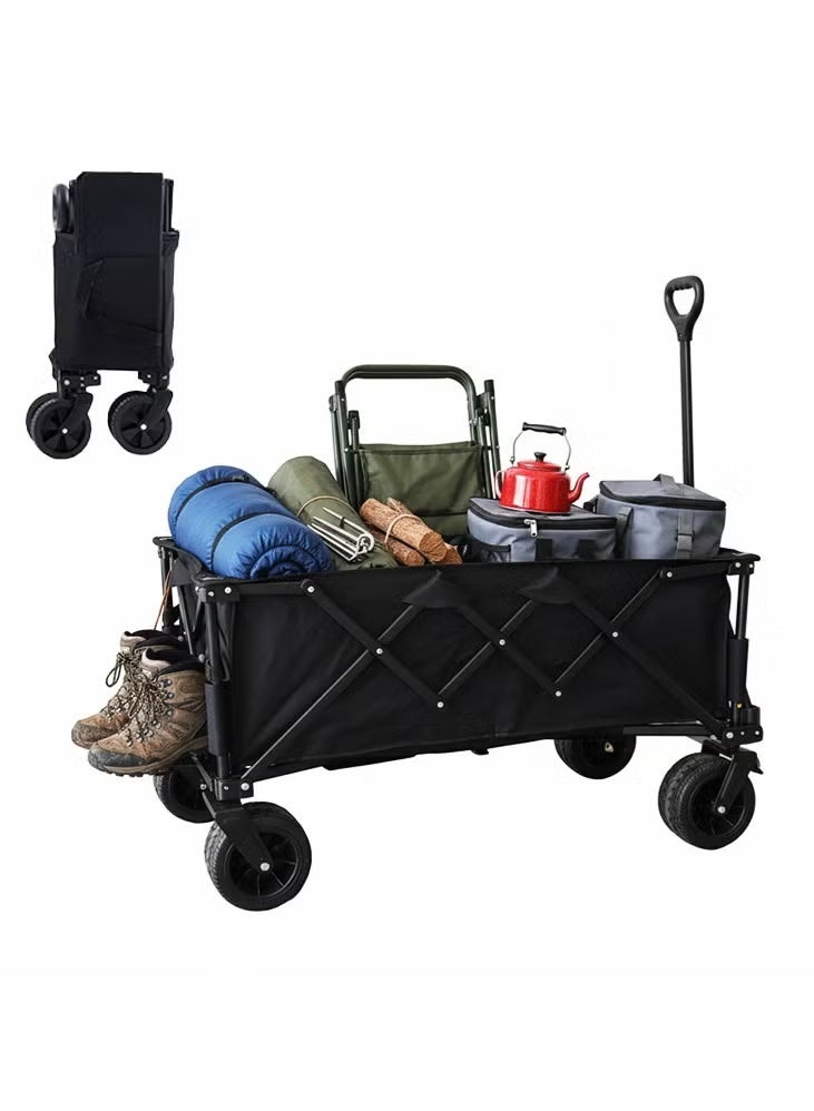 BlueFire Heavy Duty Collapsible Folding Wagon Cart with 4 All-Terrain PU Wheels | 180L Large Capacity Outdoor Utility Cart for Camping, Beach, Garden, Park & Shopping | Portable Foldable Stroller with Waterproof 600D Oxford Fabric - Image 1