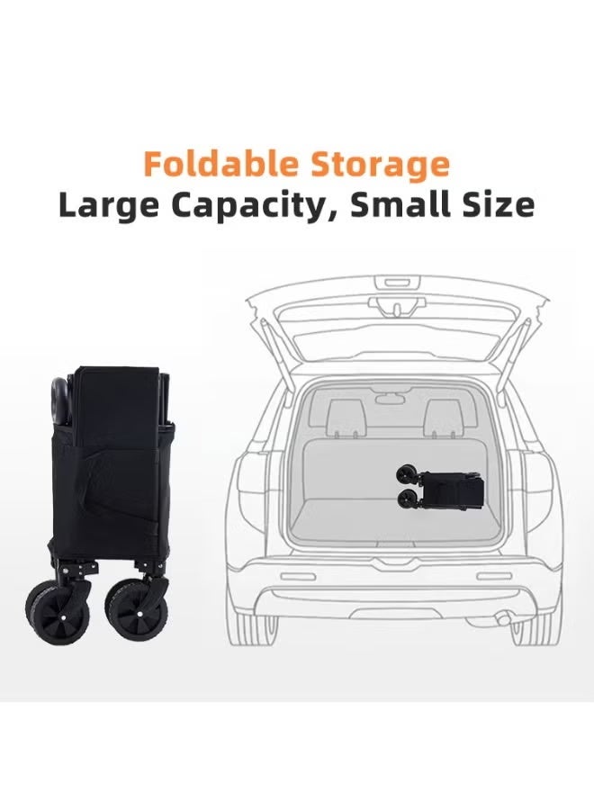 BlueFire Heavy Duty Collapsible Folding Wagon Cart with 4 All-Terrain PU Wheels | 180L Large Capacity Outdoor Utility Cart for Camping, Beach, Garden, Park & Shopping | Portable Foldable Stroller with Waterproof 600D Oxford Fabric - Image 5