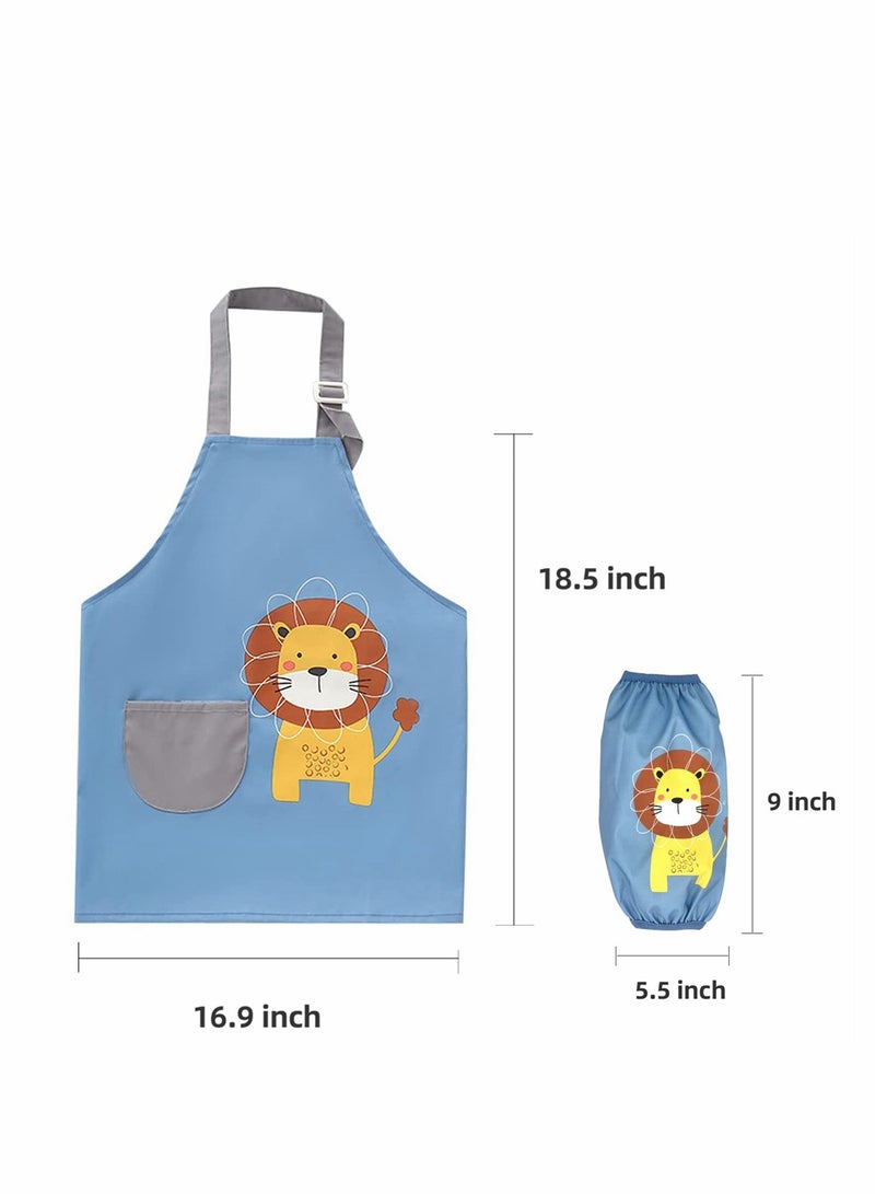 Excefore Kids Toddler Painting Apron Set with Pocket and 2 Sleeves Adjustable Waterproof Children Artist Apron for Age 3 - 6 Years Boy and Girl for Craft Water Play Eating Cooking Drawing - Image 3
