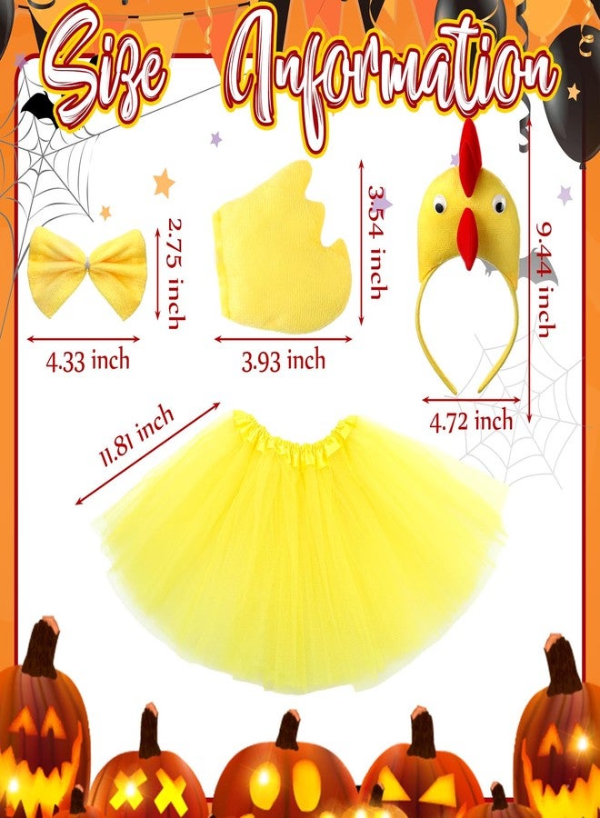 Newcotte 5 Pcs Halloween Costume Set for Kid Girls Chicken Crocodile Snake Headband Bowtie Tail Tutu and Socks Accessories(Chicken Style) - Image 5