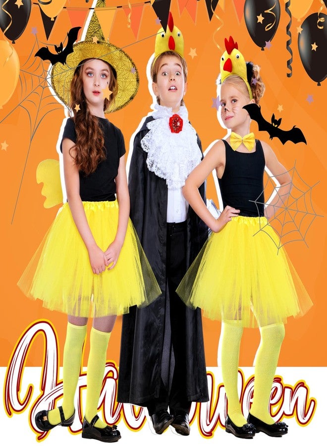 Newcotte 5 Pcs Halloween Costume Set for Kid Girls Chicken Crocodile Snake Headband Bowtie Tail Tutu and Socks Accessories(Chicken Style) - Image 3