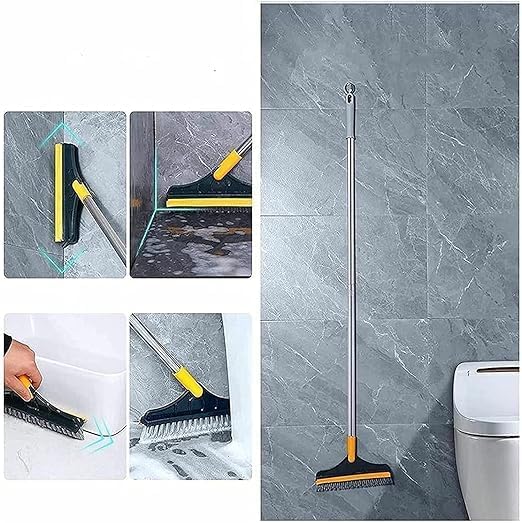 EXOMOON Bathroom Cleaning Brush with Wiper Long Handle 120 Rotate Brush Home Kitchen Bathroom Cleaning Home Kitchen Bathroom Cleaning Mop - Image 3