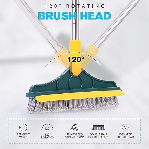 EXOMOON Bathroom Cleaning Brush with Wiper Long Handle 120 Rotate Brush Home Kitchen Bathroom Cleaning Home Kitchen Bathroom Cleaning Mop - Image 4