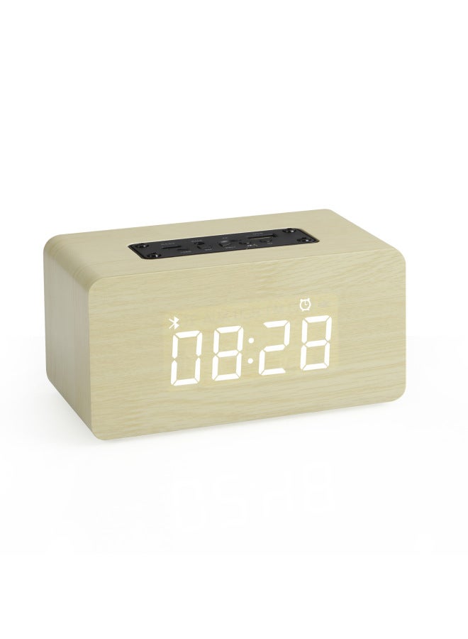 Neutral W5c Clock Edition Wooden Bluetooth Speaker Alarm Clock Audio Retro Creative Gift Logo - Image 1