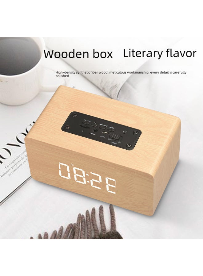 Neutral W5c Clock Edition Wooden Bluetooth Speaker Alarm Clock Audio Retro Creative Gift Logo - Image 4