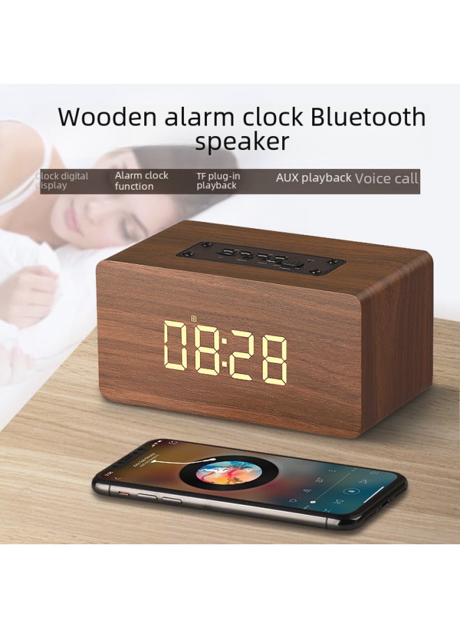 Neutral W5c Clock Edition Wooden Bluetooth Speaker Alarm Clock Audio Retro Creative Gift Logo - Image 2