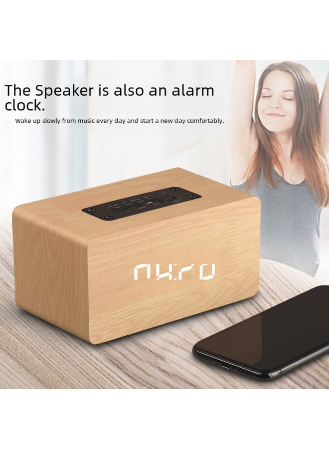 Neutral W5c Clock Edition Wooden Bluetooth Speaker Alarm Clock Audio Retro Creative Gift Logo - Image 5