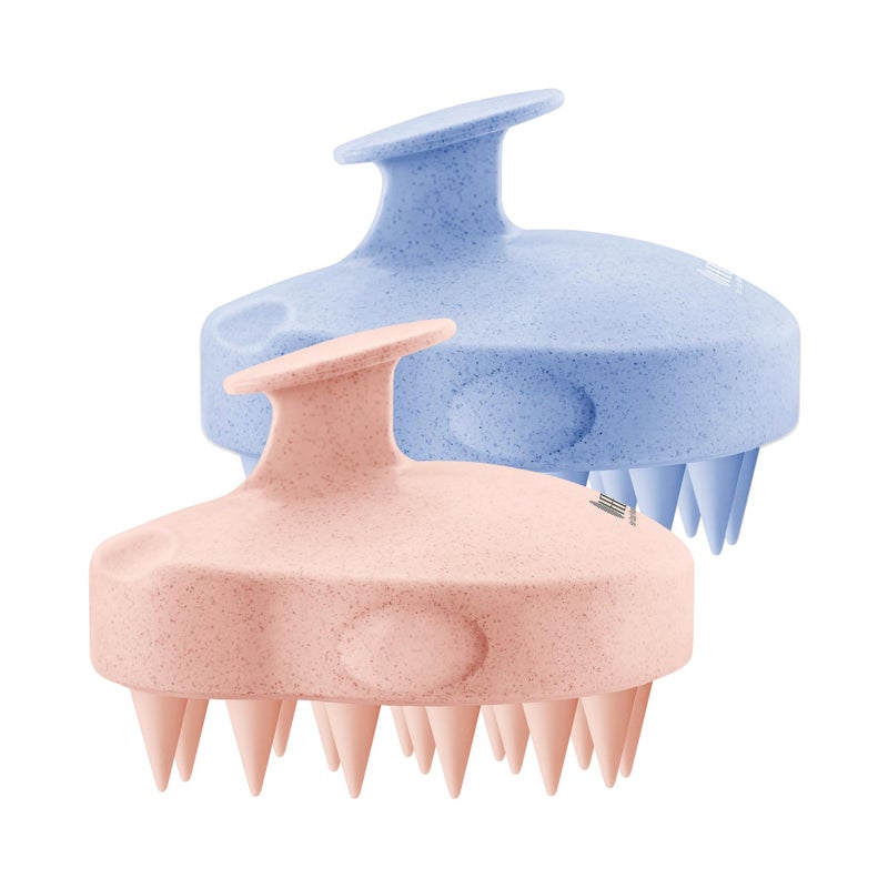 HEETA Scalp Massager 2 Pack for Hair Growth, Soft Silicone Bristles to Remove Dandruff and Relieve Itching, Scalp Scrubber for Hair Care Relax, Shampoo Brush for Wet Dry Use - New Pink & Blue - Image 1