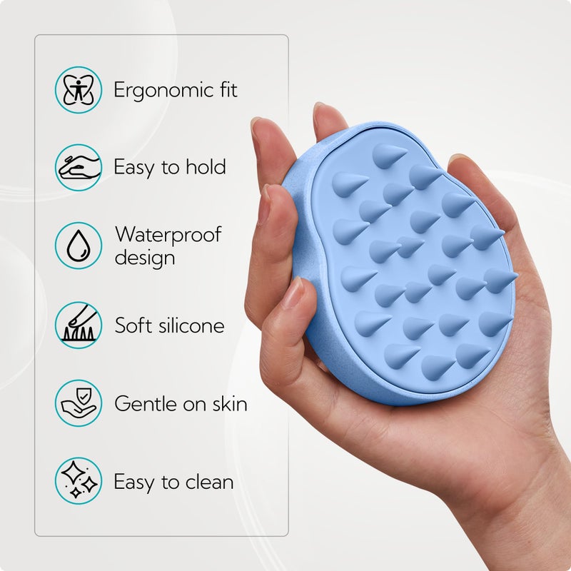 HEETA Scalp Massager 2 Pack for Hair Growth, Soft Silicone Bristles to Remove Dandruff and Relieve Itching, Scalp Scrubber for Hair Care Relax, Shampoo Brush for Wet Dry Use - New Pink & Blue - Image 4
