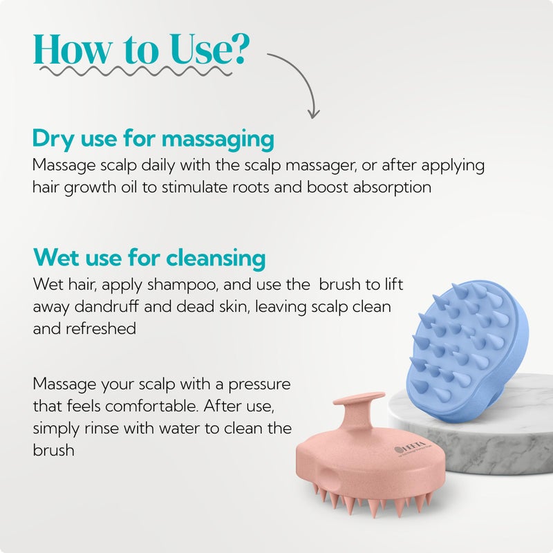 HEETA Scalp Massager 2 Pack for Hair Growth, Soft Silicone Bristles to Remove Dandruff and Relieve Itching, Scalp Scrubber for Hair Care Relax, Shampoo Brush for Wet Dry Use - New Pink & Blue - Image 5