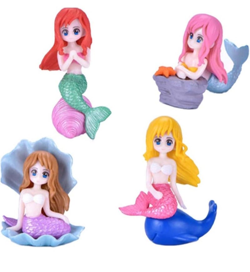 VRB DecTM 4Pcs Miniature Decor Items/Miniature/Toys For Garden,Toys For Garden/Accessories For Home Decor,Figurines,Cake Decoration Items (Mermaid With Shell Design 4 Pcs),Multicolour - Image 1