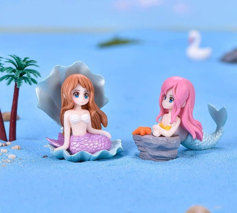 VRB DecTM 4Pcs Miniature Decor Items/Miniature/Toys For Garden,Toys For Garden/Accessories For Home Decor,Figurines,Cake Decoration Items (Mermaid With Shell Design 4 Pcs),Multicolour - Image 4