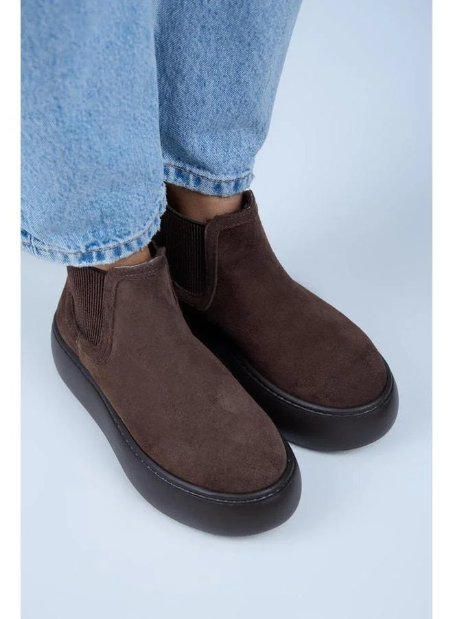 Manijero  Ove Women's Leather Elastic Boot with Fur Lining – Coffee. for Women | Best Price UAE
