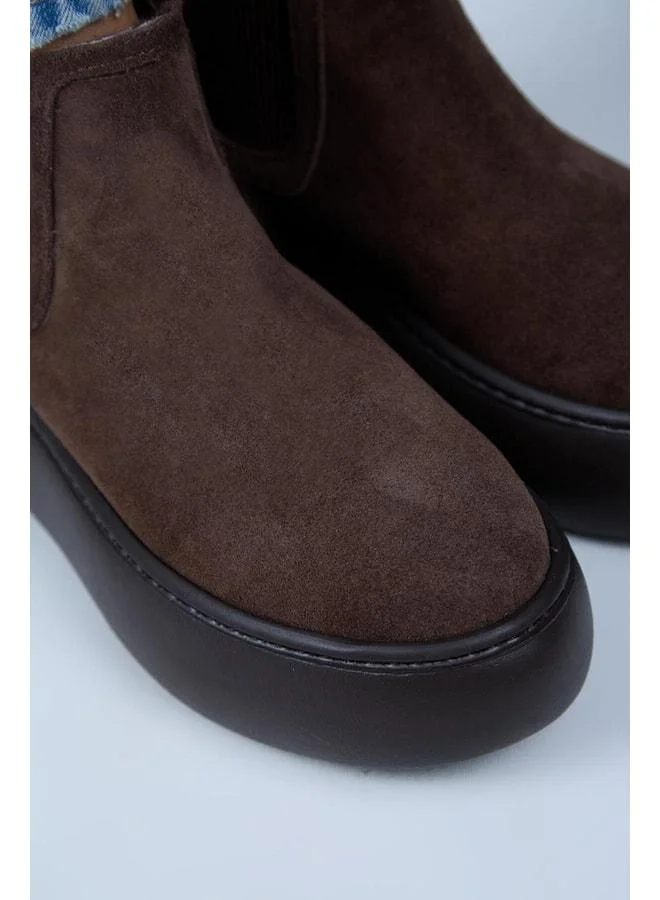 Manijero  Ove Women's Leather Elastic Boot with Fur Lining – Coffee. for Women | Best Price UAE