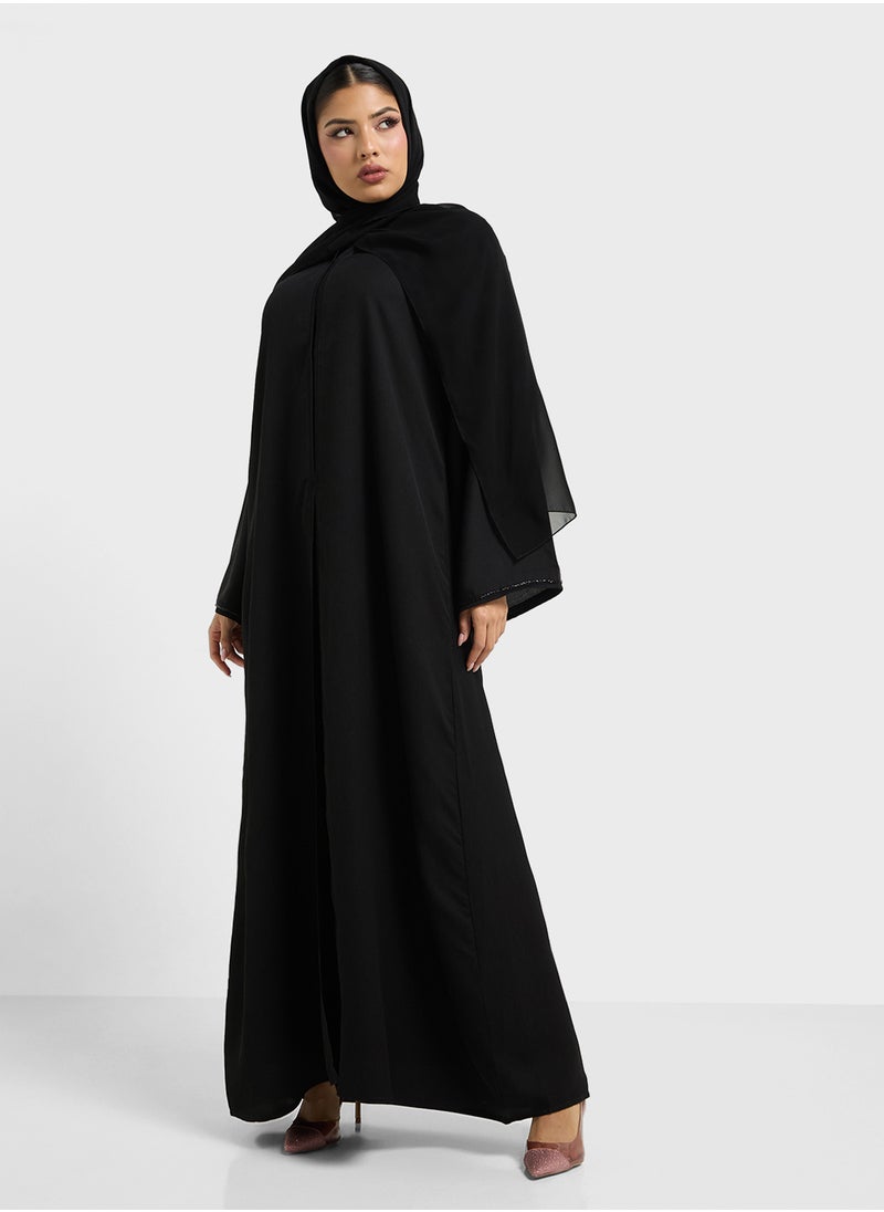 hayas closet Embellished V-Neck Flared Sleeve Abaya  - Image 1