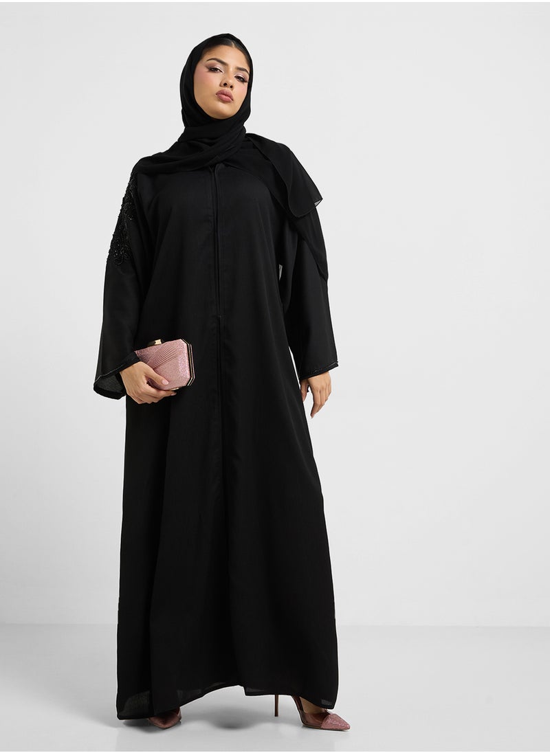 hayas closet Embellished V-Neck Flared Sleeve Abaya  - Image 5