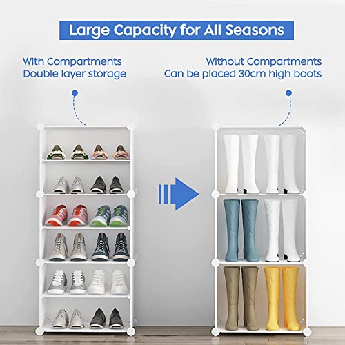 Zemic 10 Shelf DIY Shoe Rack Plastic ^ Multi-Purpose Plastic Shoe Rack for Home Plastic Shelves, PP Plastic Home Shoe Rack with Door for Entryway, Chappal Slipper Shoe Stand (White, 10-Shelf-5-Door) - Image 3
