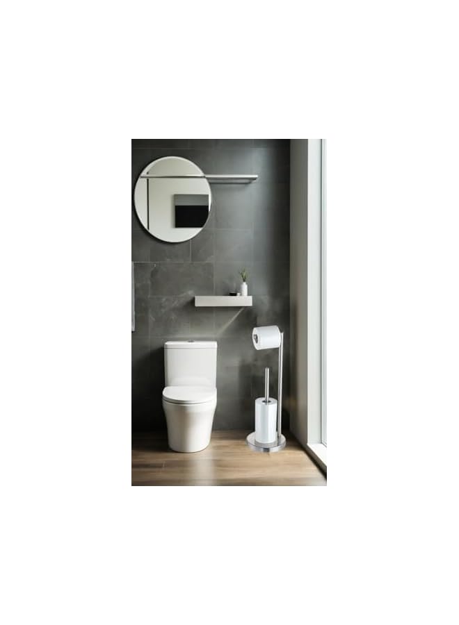 S-TOP Brushed Nickel Free Standing Toilet Paper Holder with Storage - Organize Your Bathroom - Image 2
