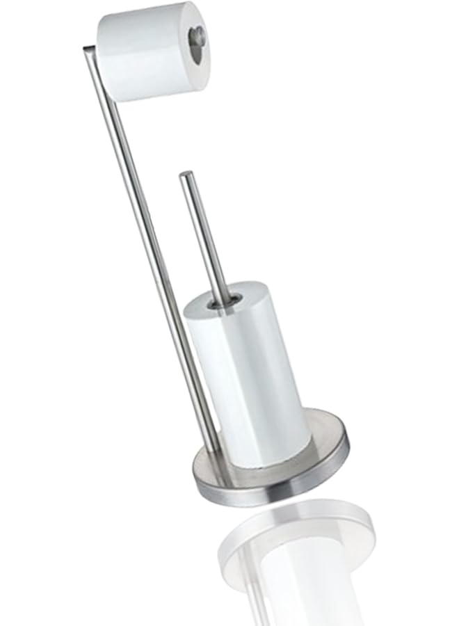 S-TOP Brushed Nickel Free Standing Toilet Paper Holder with Storage - Organize Your Bathroom - Image 1