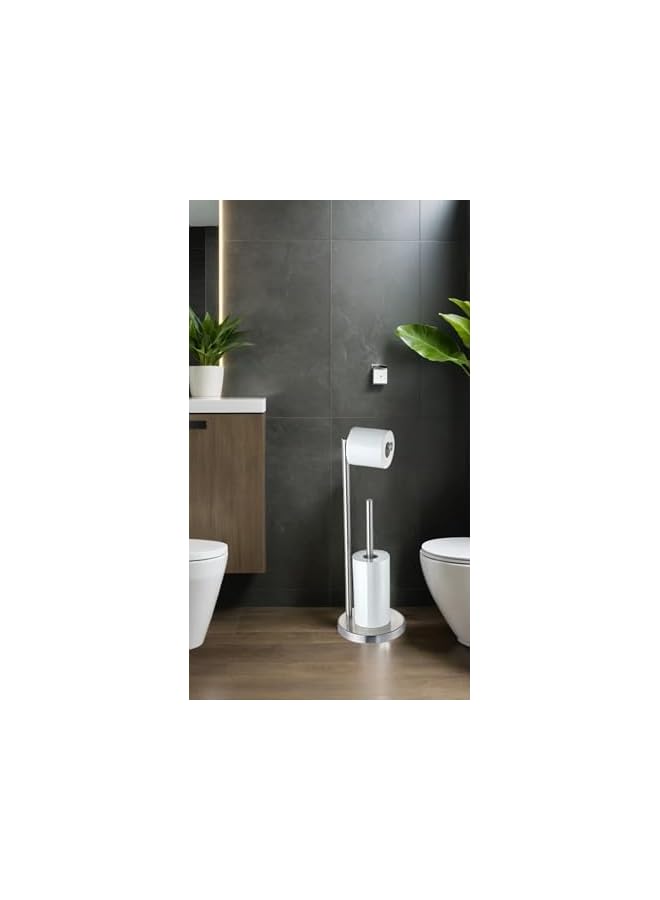S-TOP Brushed Nickel Free Standing Toilet Paper Holder with Storage - Organize Your Bathroom - Image 3