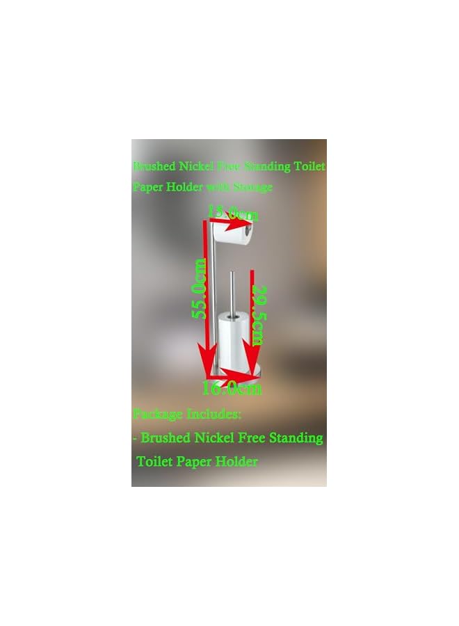 S-TOP Brushed Nickel Free Standing Toilet Paper Holder with Storage - Organize Your Bathroom - Image 5