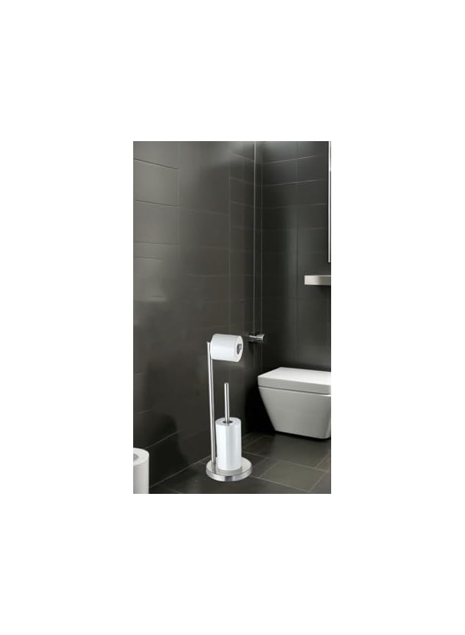 S-TOP Brushed Nickel Free Standing Toilet Paper Holder with Storage - Organize Your Bathroom - Image 4