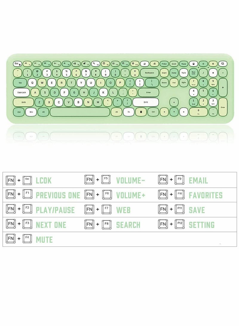 SYOSI Wireless Keyboard and Mouse Combo Cute multifunctional 110 Key Typewriter Retro Round Keycaps Keyboard Compatible with Android Windows PC and Tablet Prefer for Home and Office Keyboards (Green) - Image 3