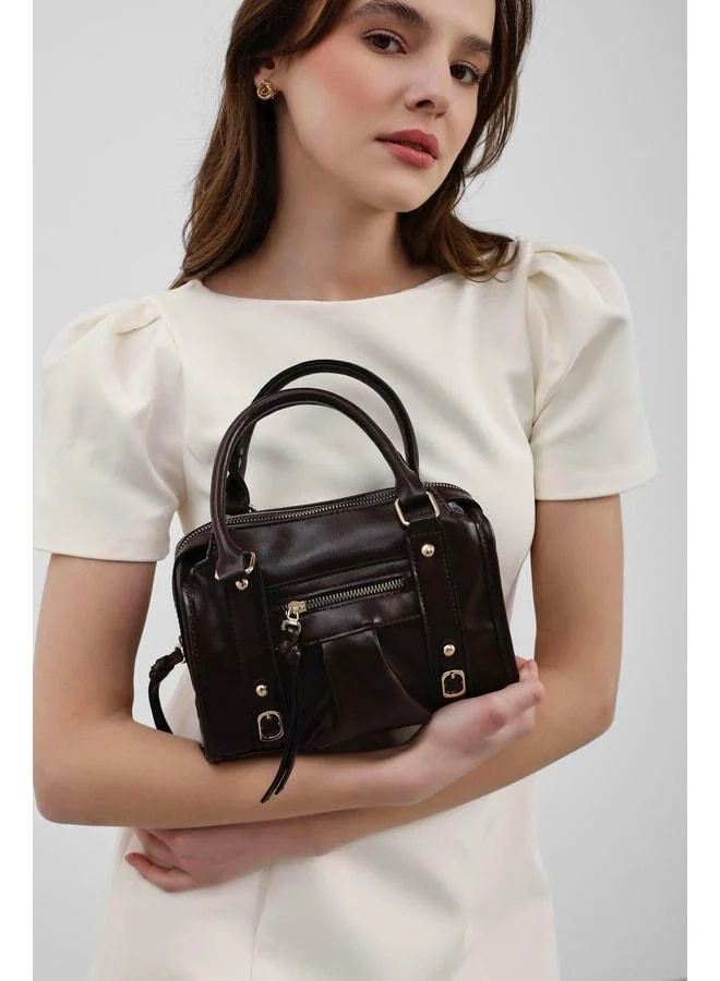 Lillia Bowling Crossbody Bag Dark Coffee.