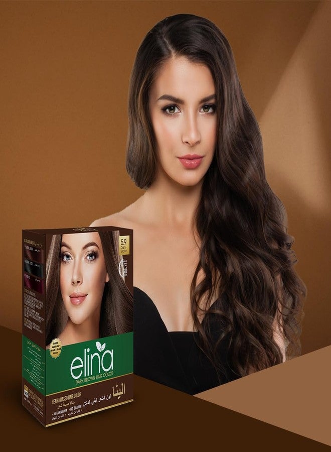 Elina Dark Brown Hair Color | Henna Based Hair Colour with 7 Organic Herbal Extracts | Natural & Healthy Shiny Hair Ammonia & Barium Free Hair Color 60Gm (Pack of 1) - Image 3