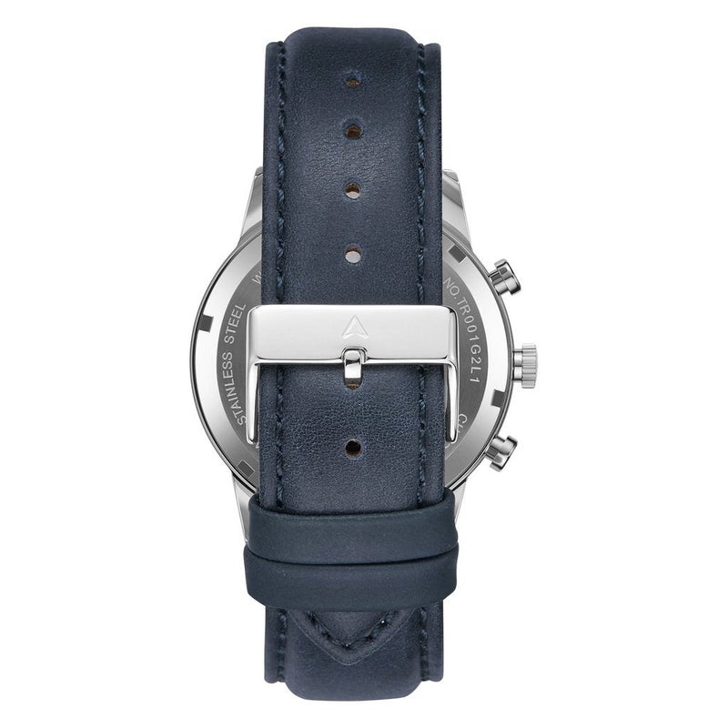 ترندا ساعة TRNDA من الفولاذ المقاوم للصدأ مقاس 43 مم للرجال - طراز خالد مع سوار جلدي أزرق - Image 5