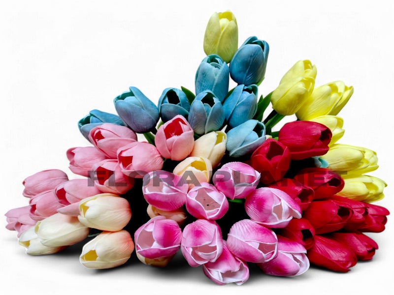 Flora Planet 5 Pcs Artificial Tulip Flowers Bunches with Vase - Artificial Plants with Pot, Home Decoration Items for Living Room, Bedroom, Wedding - Multicolor, 32 cm Silk Home Decor (1, Bottle) - Image 5