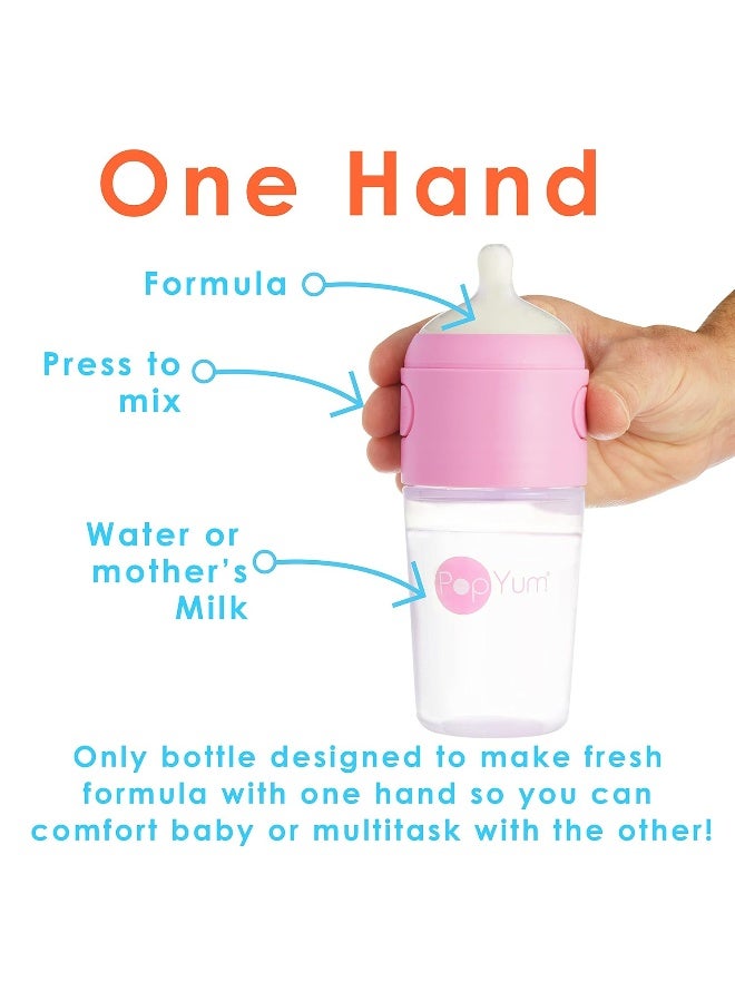 PopYum زجاجات حليب الأطفال PopYum 9 أونص وردية مضادة للمغص، 3 عبوات مع حلمات تدفق متوسط #2، 260 مل، خالية من BPA، قفل طبيعي - Image 2