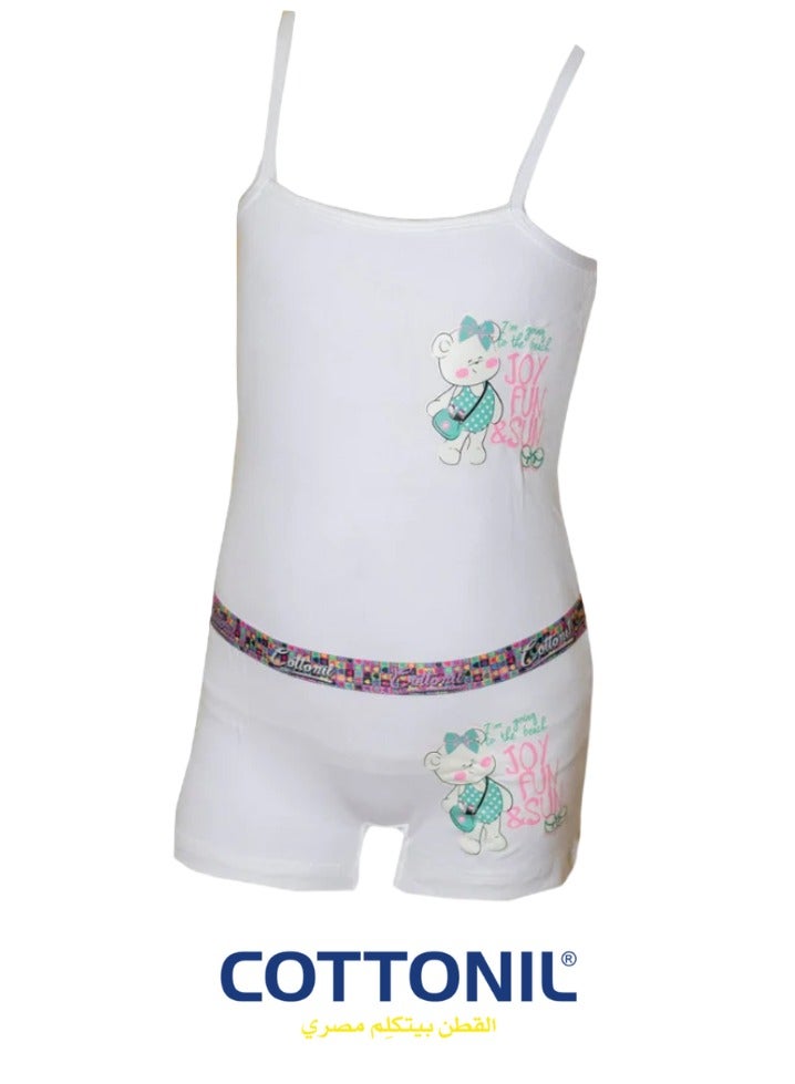كوتونيل طقم بناتي هارت توب و هوت شورت - Image 4
