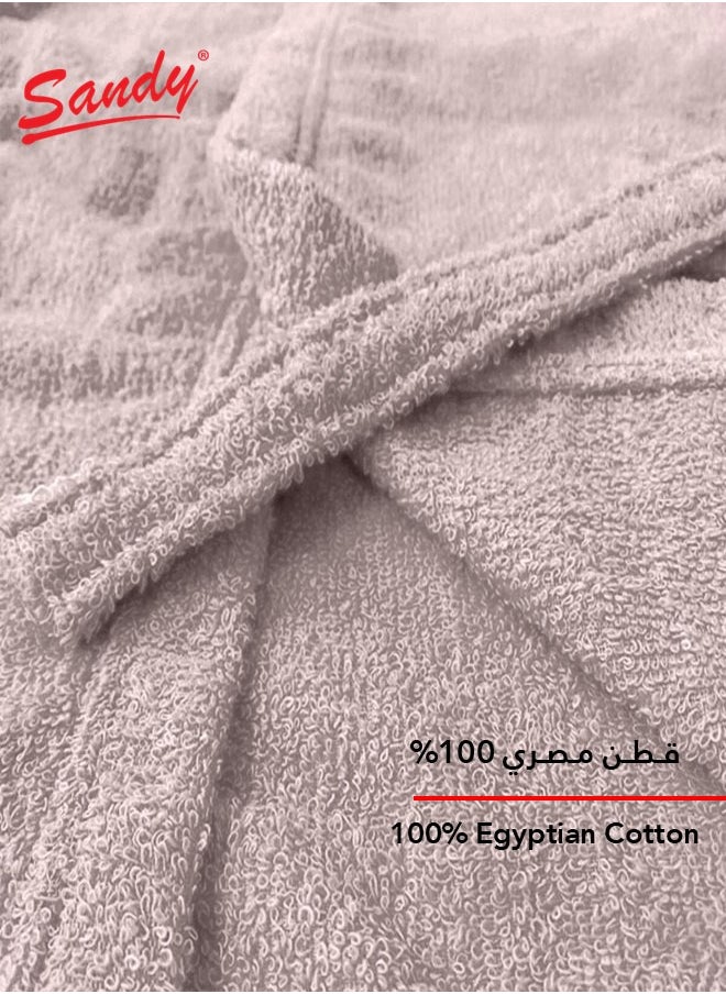 Sandy Sandy Kids Bathrobe with Hood, 100% Cotton Highly Absorbent, Unisex Plush Robe, Made in Egypt, Size S, Beige  - Image 3