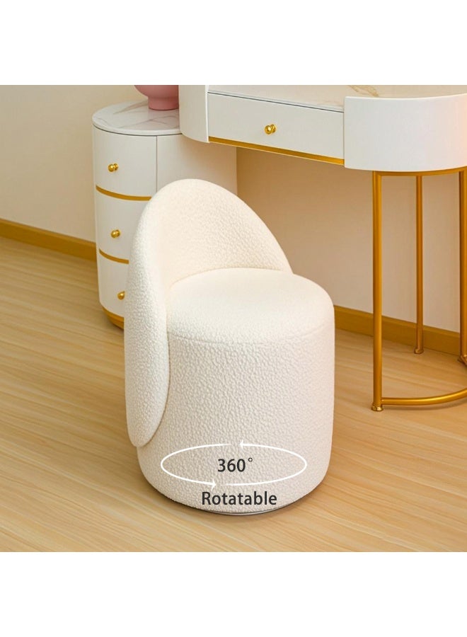 شينيويميك كرسي خلع الملابس الدائري الدوار Xinyuemei 360 درجة، مسند ظهر منحني، كرسي دلو مريح وناعم، كرسي خلع الملابس لغرفة النوم الحديثة، مناسب للشقق وغرف المعيشة وغرف النوم، بيج - Image 1