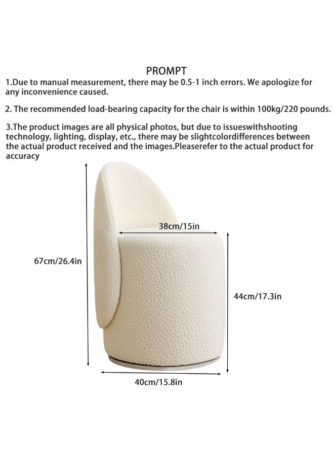 شينيويميك كرسي خلع الملابس الدائري الدوار Xinyuemei 360 درجة، مسند ظهر منحني، كرسي دلو مريح وناعم، كرسي خلع الملابس لغرفة النوم الحديثة، مناسب للشقق وغرف المعيشة وغرف النوم، بيج - Image 3